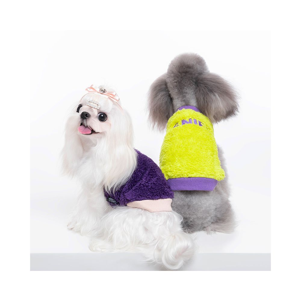 Sniff pet dog cat autumn and winter outfit comfortable cotton velvet vest plush vest teddy bear small and medium sized dog clothes image 1